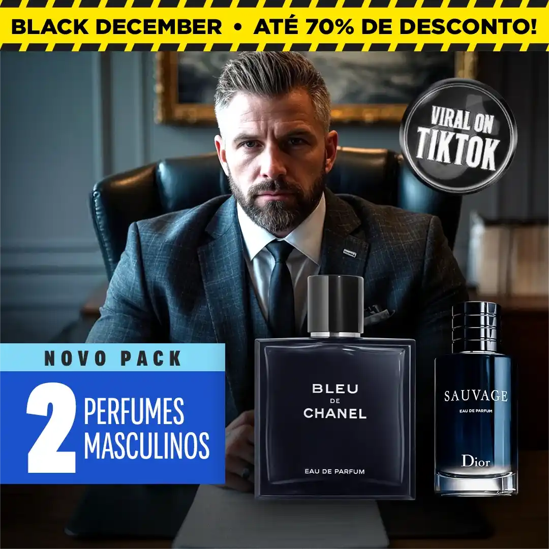 PAGA 1 E LEVA 2! – Pack Masculino Exclusivo de Perfumes Premium: Bleu de Chanel e Sauvage (Eau de Parfum, 100 ml cada um)