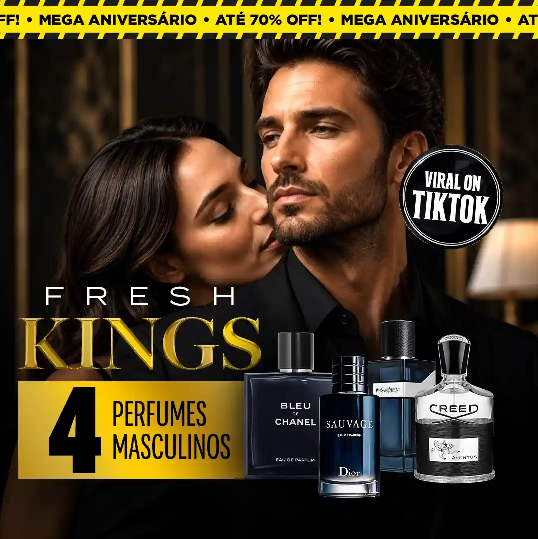 ¡4 PERFUMES PELO PREÇO DE 1! — Kit Premium Masculino com Bleu de Chanel, Sauvage, YSL Y e Creed Aventus de 100 ml cada