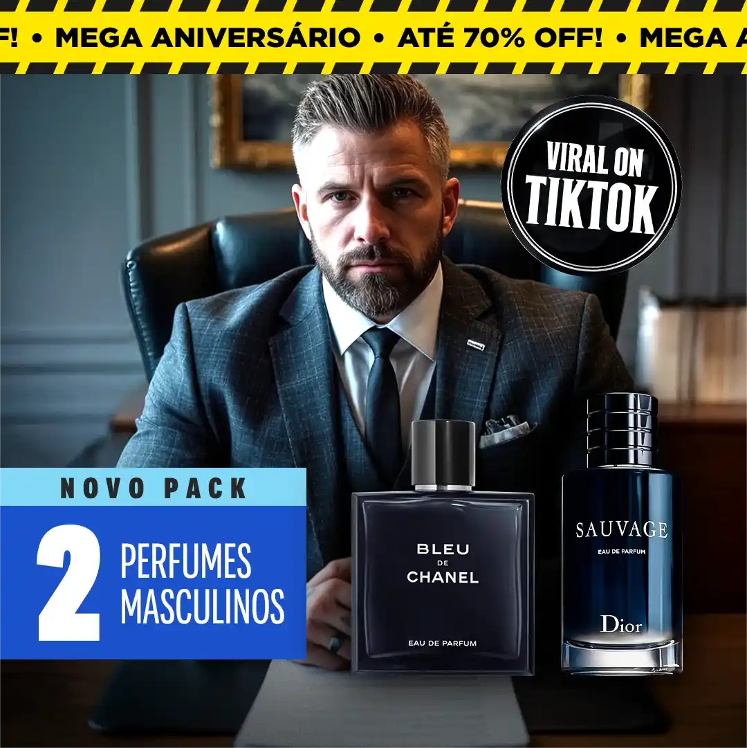 PAGA 1 E LEVA 2! – Pack Masculino Exclusivo de Perfumes Premium: Bleu e Sauvage (Eau de Parfum, 100 ml cada um)